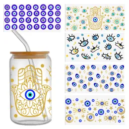 Blue Eyes Beads 16 унций DTF наклейки чашки Cool Perlonize UV -перевода