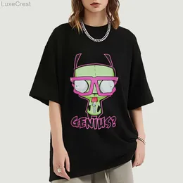 Mens T-shirts Invader Zim Girl Genius Anime T-shirt Män kvinnor Kort ärm överdimensionerad t-shirt Summer Fashion Cotton Funny Kawaii Tops 230414