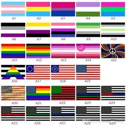 Schnelle Lieferung 30 Stile 150x90 cm Regenbogen Lesben Banner LGBT Polyester Farbige Flagge Outdoor Banner Gay Flags CPA4205 0508