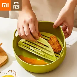 Fryers Xiaomi Yuoupin Round Air Fryer Silicone Pot Bowl Oven Special Bowl Reusable Nonstick pan In High Temperature Resistance Kitchen