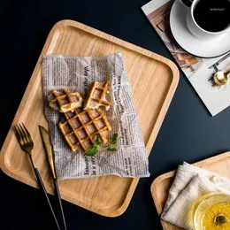 Bandejas de chá Bandeja de café Servando de prato retângulo cozinha para alimentos bolo de frutas lanche de madeira