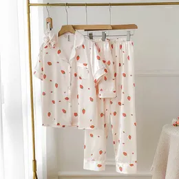 Roupas em casa Três peças femininas pijamas de renda conjunta lapela manga curta pijamas terno de roupa de dormir de lingerie de lingerie de cetim de cetim