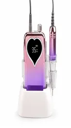 Gradient Purple Handpiece Machine 35000rpm Portable Desktop Cordless Electric Nail Drill Rechargeable Polisher Manicure File 220212961286