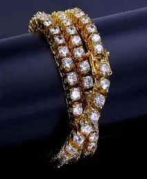 18 -karatowy złoto lodowane Cz Cubic Cyrron Hiphop Tennis Naszyjnik 10 mm Pełny diament Miami Choker Choker dla mężczyzn i kobiet biżuteria WH8508531