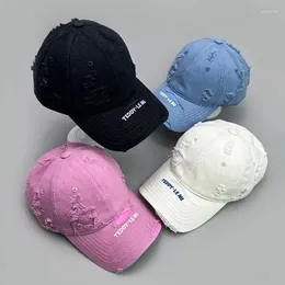 Ball Caps Couple Characteristic Hat Retro Alphabet Street Baseball Cap Fashion Ripped Soft Top Ins Sun-Poof Peaked