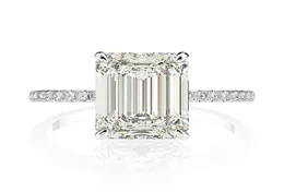 Real 925 Sterling Silver Emerald Cut erzeugt Moissanite Diamond Ehering für Frauen Luxusvorschlag Verlobungsring 201164028099