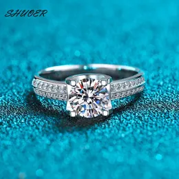 Women Classic 925 Sterling Silver 1 Pass Diamond Tester Brilliant Cut D Color Bull Head Group Inlaid Stone Ring240412