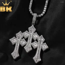 Correntes o colar de pingente cruzado de Bling King 3pcs