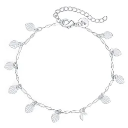 Сеть 925 Berling Sier FL Leaf Bracelet For Women Fashion Wedding Party Party Charm Jewelry Bracelets Dhzzt