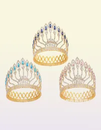 Luxuoso cristal espumante barroco rainha rei casamento tiara crown concurso baile de bairro diadema de jóias de cabelo de noiva Y1905965