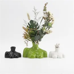 Vasen Brust Freund Vase Olive Skulptur Keramik halb Brust Wohnzimmer Gartendekoration Nordische Körperkunstkunst Ornament251e