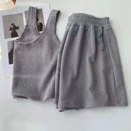 Shorts pamas conjunto mulher 2 peças algodão de algodão de verão redondo de pescoço mangas curtas curtas curtas japonesas moda de dormir de estilo simples