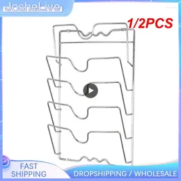 キッチンストレージ1/2PCSアンチフォール金属乾燥パンポットラックカバー蓋スタンドスプーンホルダーツール5レイヤー