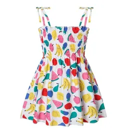 夏のかわいい女の子のドレスキュートの服を袖なしサスペンダー子供用服プリンセスドレス漫画フローラルプリントコットンカジュアルドレス