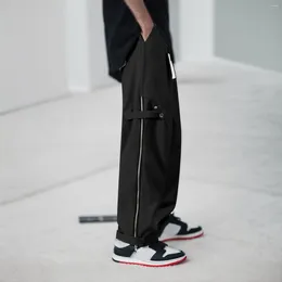 Pantaloni da uomo casual con fibbia laterale con cerniera piena di pantaloni sportivi aperti tasche a gamba larga streetwear per uomo pantalone da jogger