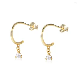 Dangle Earrings Fulsun Fashion Trillion Drop Huggies S925 Sterling Silver 14k Gold Plated Bling Cubic Zirconia For Girls