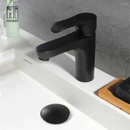 Badrumsvaskar kranar Hideep Black Short Basin -kran och kallt koppar Enkel handtag WASHBASIN FACTORY DIREKT