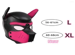 Party Masks XL Code Brand Increase Large Size Puppy Cosplay Padded Rubber Full Head Hood Mask With Ears For Men Women Dog Role Pla1842946