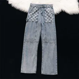 Jeans designer per maschi vecchi patchwork a scacchiera jeans maschi maschi boschivi esplosivi esplosivi gambe larghe gambe racchi