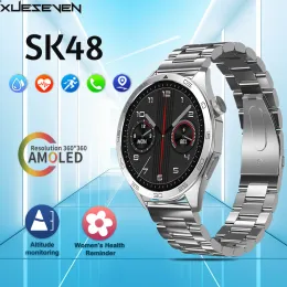 Watches Xueseven SK48 1.62 tum helskärm Smartwatch BT Call Health Monitoring GPS Sport Track NFC Compass IP68 Waterproof Men's Watch