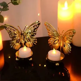 Titulares de vela Foldia Butterfly Placement Product Light Luxury Style Metal Titular Black Home Desktop Decoration