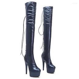 Tanzschuhe Auman Ale 15cm/6 Zoll pu obere sexy exotische High Heel -Plattform Party Frauen über den Kniestiefeln 071