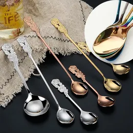 Löffel Edelstahl Goldplattierte Kaffeee Tee Dessert Mahlzeit Obst Chirlküche Küche Geschirr Suppe Spoontableware Customized Küchenwerkzeuge