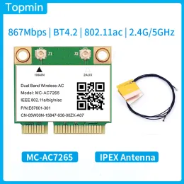 카드 1200mbps MCAC7265 하프 미니 PCIE WiFi 카드 802.11ac 무선 어댑터 Bluetooth 4.2 듀얼 밴드 2.4G/5GHz 더 나은 7260HMW 노트북