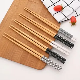 Chopsticks 5pairs Healthy Set Anti-Scid Chinese Style Sushi Rice Bamboo Wood Kitchen Table Seable Cogervis Gift