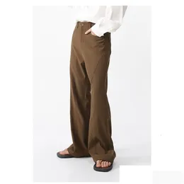 Mens Pants Y2K High Street Flare Korean Style Solid Color S All Match Wide Leg Campus Casual Chic Male SXL 230822 Drop Delivery Appare OT9HI