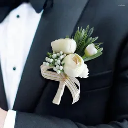 Flores decorativas chá de chá rosa broto artificial casamento noivo noivo florestas frescas homem homem dama de dama de honra falsa