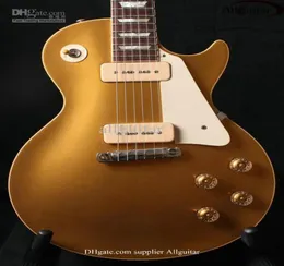 Promosyon 1956 Altın Üst Goldtop Elektrikli Gitar Sarısı Arround Kuyruk Yayını Beyaz P90 Pikaplar1326030