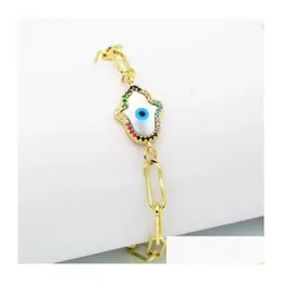 Braccialetti fascino oro placcato oro cz fatima mano occhio occhio di rame gioielli hip hop hip hop per uomo donna festa drop drop drop drop dhtiq dhtiq