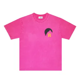 RHUDE TSHIRTS 디자이너 T 남성과 여성을위한 T 셔츠 트렌디 한 브랜드 옷 여름 반바지 ZRH003C Sunrise Mountain Wash를 만들기 위해 오래된 짧은 소매 티셔츠 크기 S-XXL