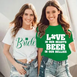 Koszulki damskie St Patricks Day Ubrania irlandzka drużyna panna młoda weselna T-shirt Patrick Single Farewell Tees Bachelorette Hen Tops