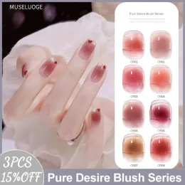 Gel MUSELUOGE 8color/set Cute Blush Series Gel Nails Polish 15ml Semi Permanent Varnish Soak Off UV Nail Polish Spring Nails Design