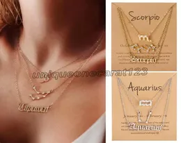 3PCSSet 12 Constellation Pendant Halsband Par Lover Fashion Cardboard Star Zodiac Sign Charm Fiskar Halsbandsmycken gåvor6907260