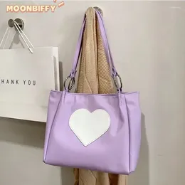Shopping Bags Kawaii Shoulder Bag Women Japanese Cute Heart Lolita Tote Ladies Handbags 2024 Big Shopper For Bolsas Tela Mujer