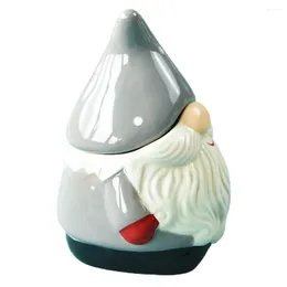 أدوات المائدة مجموعات Gnome Cookie Jar Ceramic Christmas Candy Air Lid Lid Holiday Decorative Party Home Home