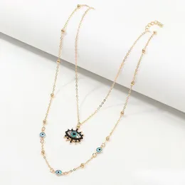 Anhänger Halsketten Doppelschichten blaue böse Augen Halskette Strass Boho Glück Halsketten Schmuck für Tropfen Lieferung Anhänger Dhdvo