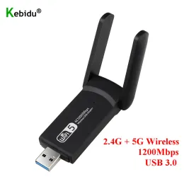 カード新しいUSB 3.0 1200Mbps WiFiアダプターデュアルバンド5GHz 2.4GHz 802.11ac RTL8812BU WiFiアンテナドングルネットワークカードラップトップデスクトップ用