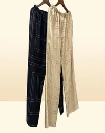 Toteme Pants Spring Fall Summer 100 Silk Logo Embroidery Discual Nighty Wide Leg Exclude Exclued Disual Style6610230