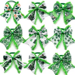 Hundkläder 30/50st Collars St Patrick's Day Bow Ties Clover Cat Bows Pet Tie Grooming Accessories Green