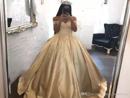 2019 Gold Quinceanera Dress Princess Apariic Dubai Styles Off Toxtle Sweet 16 Ages Girls Prom Party Pageant Pageant Plus بالإضافة إلى حجم C5533503