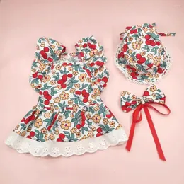 Vestido de estimação de vestuário de cachorro fofo conjunto de animais de estimação para cães pequenos gatos inclui chapéu de arnês laço gravata de cachorro Princesa saia ropa para perros