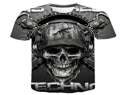 Maglietta da cranio uomo maglietta magazzino punk rock gun gun t -camicie da stampa 3d maglietta vintage uomo abbigliamento estate