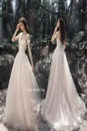 2019 abito da sposa romantico aline abito da sposa in pizzo senza maniche in pizzo con manicotto