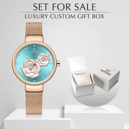 Nya Naviforce Rose Gold Women Watches Dress Quartz Watch Ladies With Luxury Box Female Wrist Watch Girl Clock Set för 282i