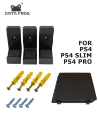 Stands Data Frog 3pcs/Definir suporte do suporte de montagem de parede para PS4 Console Host Rack Game Storage Hook With Screw for PS4 Pro/Slim Acessórios