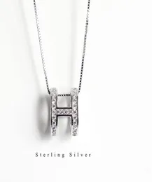 S925 sterling silver letter H pendant temperament clavicle chain necklace female clavicle Necklace simple student fashion jewelry9418801